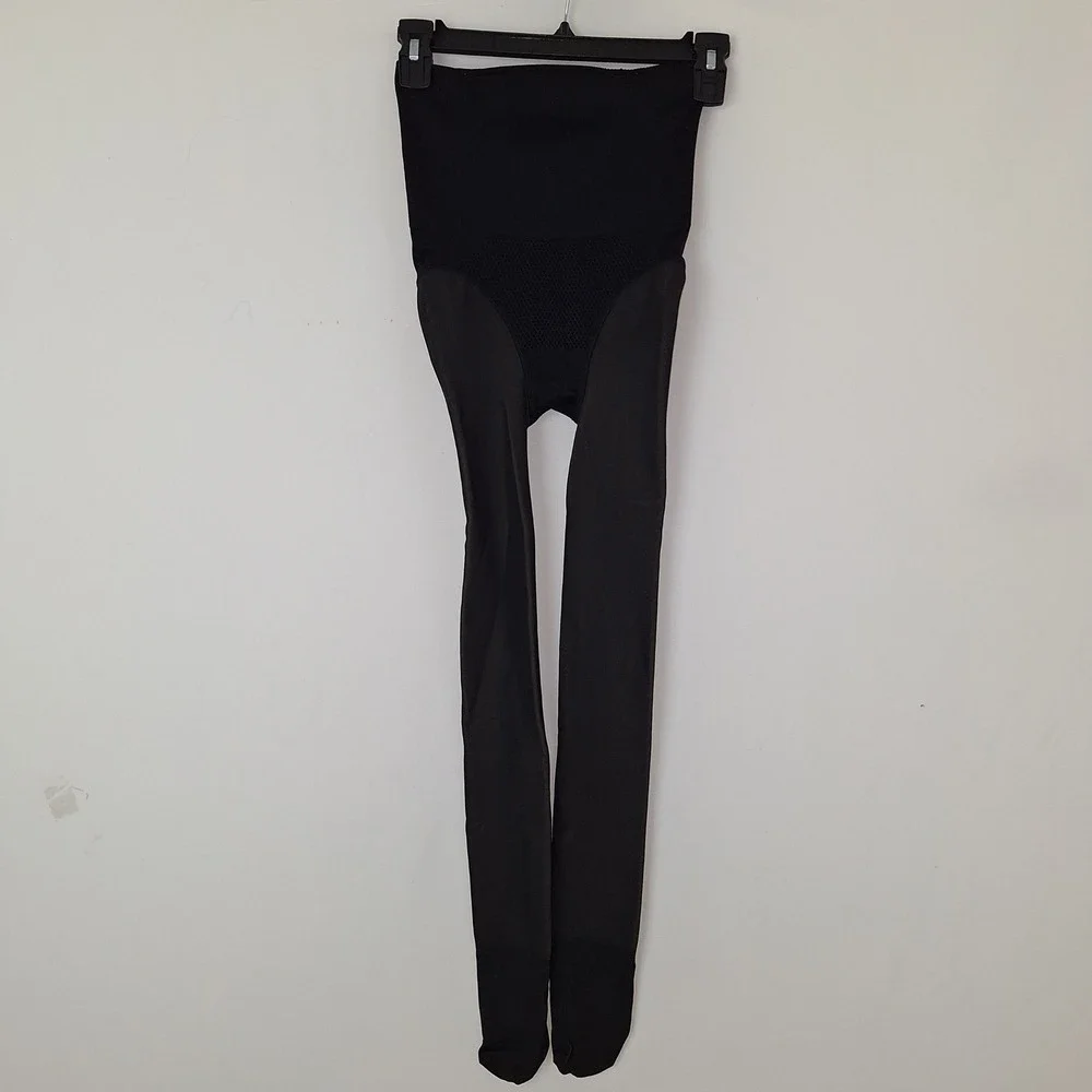 Y2K Soft Girl Layering Compression Shaping High Waist Footed Tights Black S